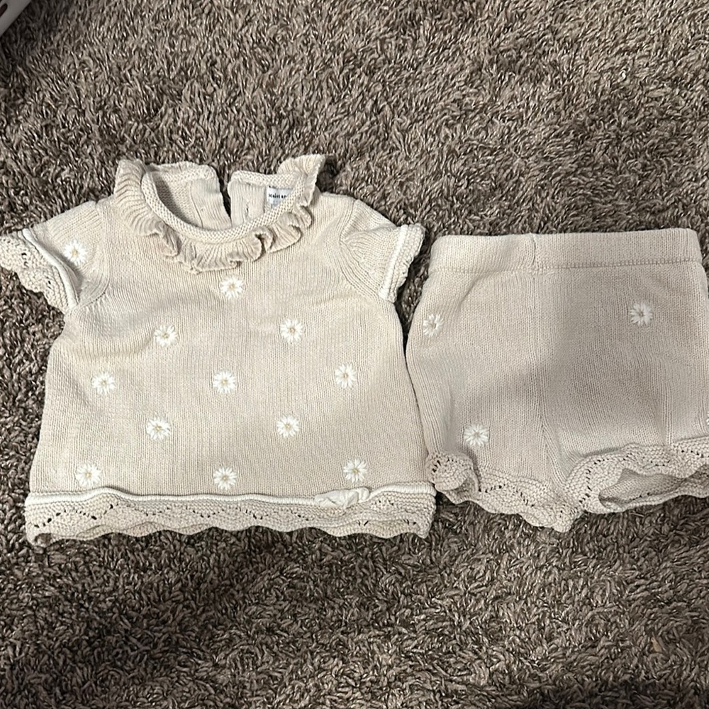 Baby Beige Knit Outfit Set